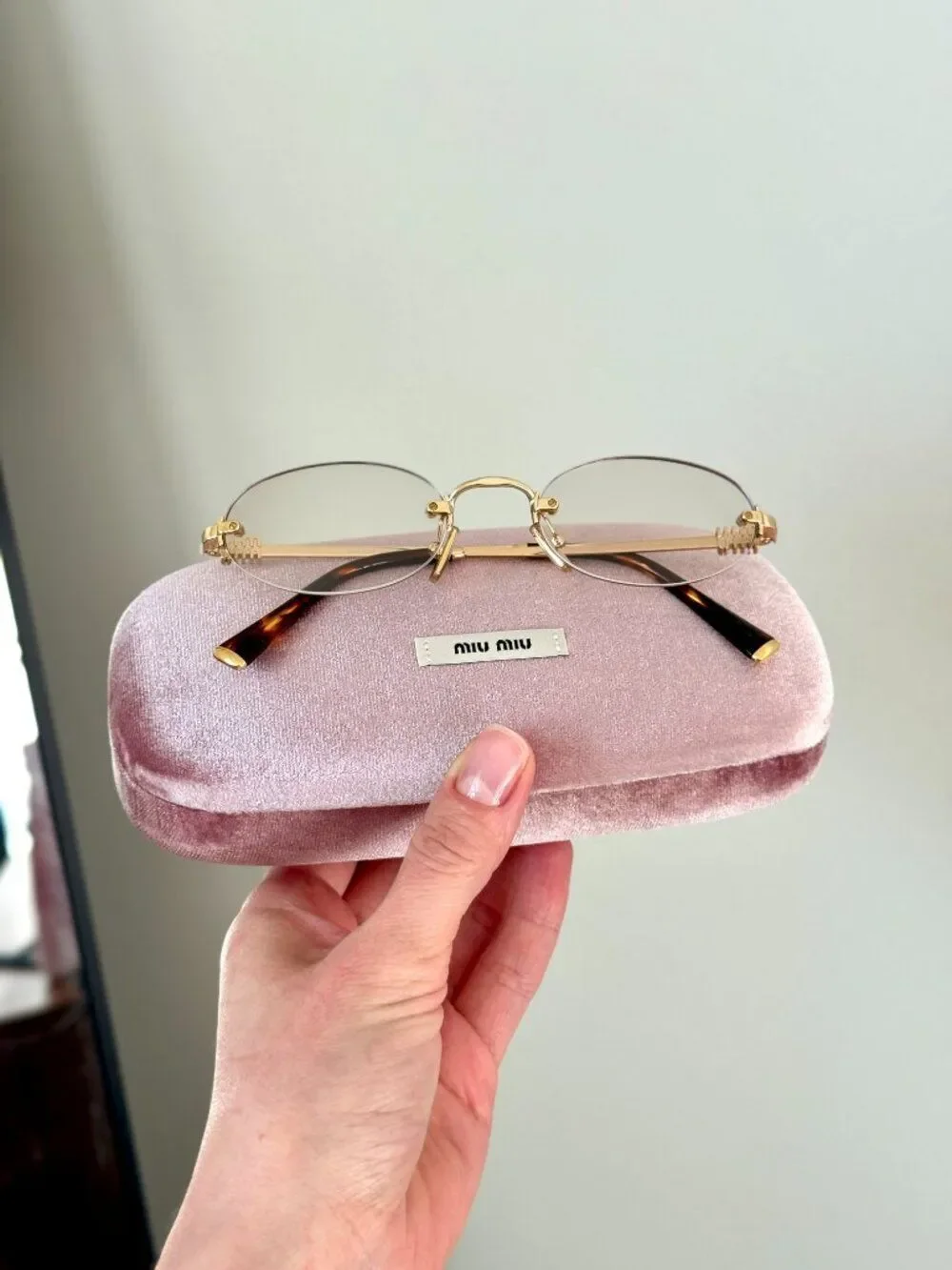 Miu Miu Women Eyeglasses Gold Oval Rimless MUA54S 5AK08N NEW AUTHENTIC